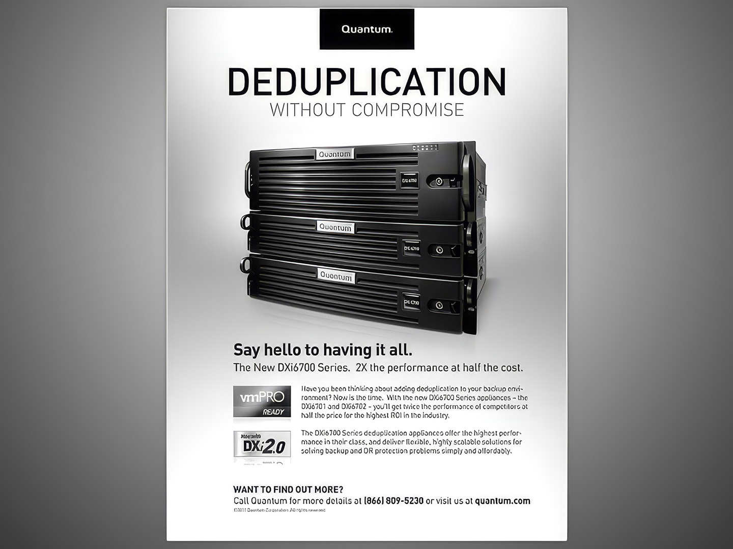 A Quantum DXi print advertisement from the MUXWilliams print portfolio.
